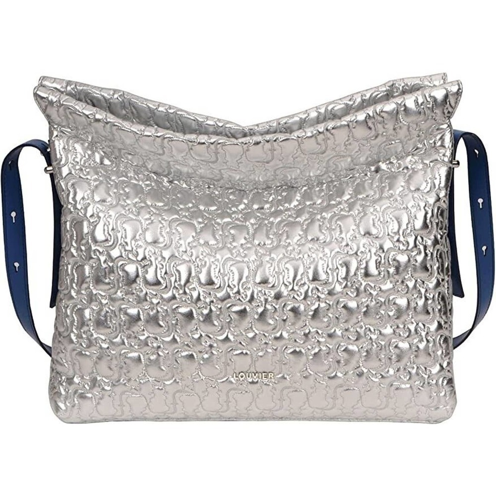 LOUVIER LEATHER The LOU large crossbody and Tote Handbag purse Silver